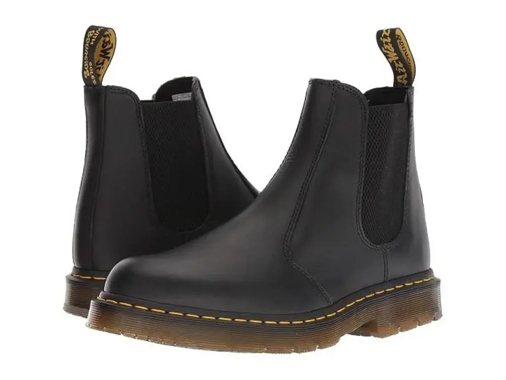 Dr. Martens 2976 SR Chelsea Boots Black Leather Slip Resistant Mens 9 Womens 10